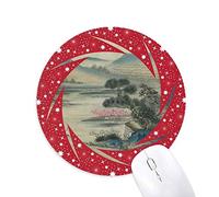 DIYthinker Colinas de Barco de Pesca la Pintura China Wheel Mouse Pad de Goma roja Redonda