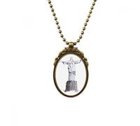 DIYTHINKER Collar de latón envejecido con colgante vintage de la marca Cristo Redentor en Brasil