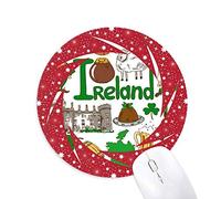 DIYthinker Corazon de Amor Landscap Bandera Nacional de Irlanda Wheel Mouse Pad de Goma roja Redonda