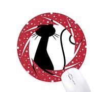 DIYthinker Corazón Gato Sentado Sihouette Animal Wheel Mouse Pad de Goma roja Redonda