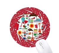 DIYthinker Corrida de toros Flamingo Bandera española del corazón Wheel Mouse Pad de Goma roja Redonda
