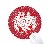DIYthinker Corte de Papel Cerdo Animal China Zodiaco Wheel Mouse Pad de Goma roja Redonda