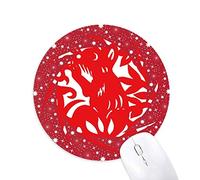 DIYthinker Corte de Papel de China Rata Animal del Zodiaco Wheel Mouse Pad de Goma roja Redonda