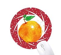 DIYthinker Dibujo Acuarela ilustración Naranja Wheel Mouse Pad de Goma roja Redonda