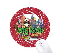 DIYthinker Disney Panda Hong Kong Graffiti Wheel Mouse Pad de Goma roja Redonda