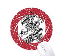 DIYthinker Dos Dragon Chino Animal Resumen Wheel Mouse Pad de Goma roja Redonda