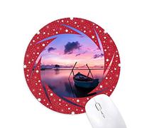 DIYthinker El Agua del océano mar Barco Ciencia Naturaleza Foto Wheel Mouse Pad de Goma roja Redonda