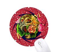DIYthinker El Amor Nunca morirá el cráneo Wheel Mouse Pad de Goma roja Redonda