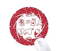 DIYthinker El día de San Valentín Vino Pajaro Love Heart Wheel Mouse Pad de Goma roja Redonda