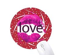 DIYthinker El Dia de Valentine Pink Lip Amor Wheel Mouse Pad de Goma roja Redonda
