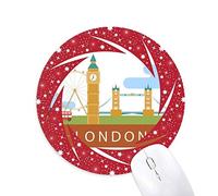 DIYthinker El Puente de Londres Reino Unido Inglaterra Big Ben el London Eye ilustración Wheel Mouse Pad de Goma roja Redonda