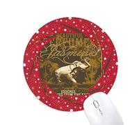DIYthinker Elefante marrón Tropical Marco de Estilo Europeo Wheel Mouse Pad de Goma roja Redonda