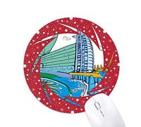 DIYthinker Emiratos Ãrabes Unidos Dubai Acuarela Wheel Mouse Pad de Goma roja Redonda