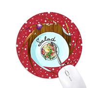 DIYthinker Ensalada de Queso Coco Francia Restaurante Wheel Mouse Pad de Goma roja Redonda