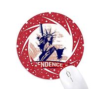 DIYthinker Estatua de la Libertad independant día América Wheel Mouse Pad de Goma roja Redonda
