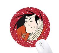 DIYthinker Estilo japones ukiyoe Macho Kimono Wheel Mouse Pad de Goma roja Redonda