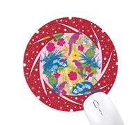 DIYthinker Estilo Tropical Parrot Bear Pinto Wheel Mouse Pad de Goma roja Redonda