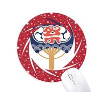DIYthinker Fan de la Cultura Japonesa Tradicional de Papel Wheel Mouse Pad de Goma roja Redonda