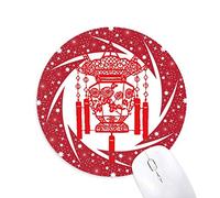 DIYthinker Farol Chino Rojo Patron de Corte de Papel Wheel Mouse Pad de Goma roja Redonda