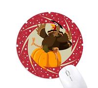 DIYthinker Feliz día de Acción de Gracias Calabaza Patron Wheel Mouse Pad de Goma roja Redonda