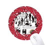DIYthinker Festival de música Rock Loco patrón Wheel Mouse Pad de Goma roja Redonda