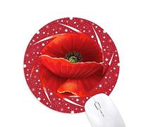 DIYthinker Flor roja Pintura Corn Poppy Art Wheel Mouse Pad de Goma roja Redonda