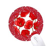 DIYthinker Flores Rojas Corn Poppy bespread Wheel Mouse Pad de Goma roja Redonda