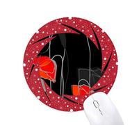 DIYthinker Flores Rojas la Pintura Abstracta Corn Poppy Wheel Mouse Pad de Goma roja Redonda