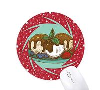 DIYthinker Fresa de Bola de Helado de Chocolate Wheel Mouse Pad de Goma roja Redonda
