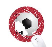 DIYthinker Fútbol Brasil Mapa Forma Brasil Lema Wheel Mouse Pad de Goma roja Redonda