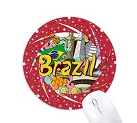 DIYthinker Fútbol Oscar Niemeyer Brasil Graffiti Wheel Mouse Pad de Goma roja Redonda