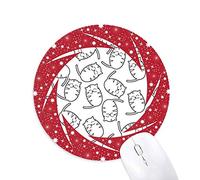 DIYthinker Gato Sonriente Simple Dibujo de Linea Proteger Animal Mascota Amante Wheel Mouse Pad de Goma roja Redonda