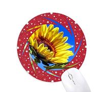 DIYthinker Girasoles Azul Cielo Sunshine Flower Wheel Mouse Pad de Goma roja Redonda