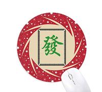 DIYthinker Green Mahjong Azulejos patrón Wheel Mouse Pad de Goma roja Redonda