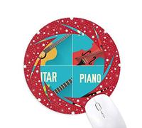 DIYthinker Guitarra Violin Piano combinación patrón Wheel Mouse Pad de Goma roja Redonda