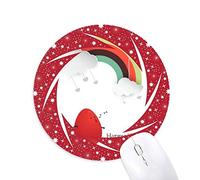 DIYthinker Happy Easter Festival Huevo Rainbow Wheel Mouse Pad de Goma roja Redonda