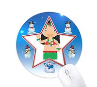 DIYthinker Hermosa Chica Hawaii Cartoon Muñeco de Nieve Mouse Pad Redondo Star Mat