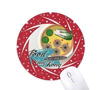 DIYthinker Hong Kong Dim Sum en China Wheel Mouse Pad de Goma roja Redonda