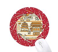 DIYthinker Hong Kong Estilo Local Visita China Wheel Mouse Pad de Goma roja Redonda