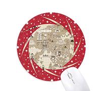 DIYthinker Hong Kong Mapa Tradicional Visita China Wheel Mouse Pad de Goma roja Redonda