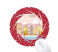DIYthinker Hong Kong visitar Puerto Tradicional Wheel Mouse Pad de Goma roja Redonda