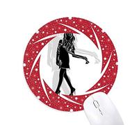 DIYthinker Hot Beautiful Woman Silhouettes Stand Wheel Mouse Pad de Goma roja Redonda