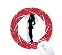 DIYthinker Hot Beautiful Woman Standing Silueta Wheel Mouse Pad de Goma roja Redonda