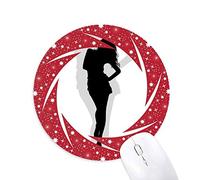 DIYthinker Hot Beautiful Woman Walking Silueta Wheel Mouse Pad de Goma roja Redonda