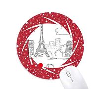 DIYthinker I Love Paris France Eiffel Tower la línea Wheel Mouse Pad de Goma roja Redonda