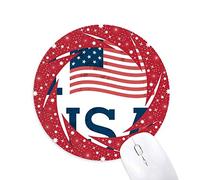DIYthinker I Love USA America Bandera de Cultura Wheel Mouse Pad de Goma roja Redonda