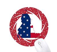 DIYthinker Idaho America Mapa Estrellas Rayas Bandera Wheel Mouse Pad de Goma roja Redonda