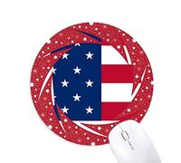 DIYthinker Illinois USA Mapa Estrellas Rayas Bandera Forma Wheel Mouse Pad de Goma roja Redonda