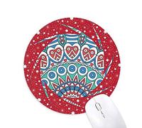 DIYthinker Impresión de paño Azul Colorido Arte de Herat repiten Wheel Mouse Pad de Goma roja Redonda