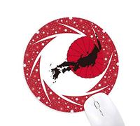 DIYthinker Japanese Emblem Mapa patrón Wheel Mouse Pad de Goma roja Redonda